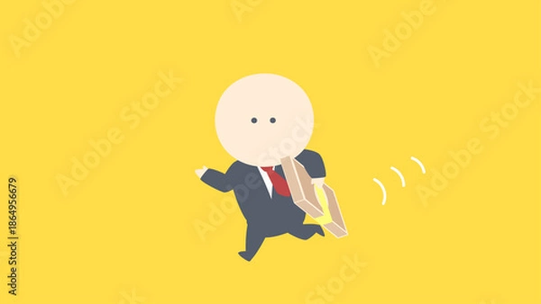 Obraz ビジネスイメージイラスト_札束を小脇に挟んで走るビジネスマン