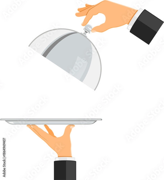 Obraz hands with tray and cover