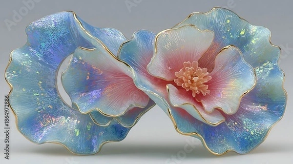 Obraz blue and pink flower