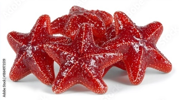 Obraz red starfish on white background