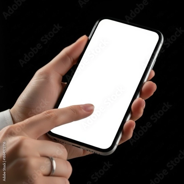 Obraz Hands Holding Smartphone with Blank Screen.