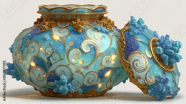 Obraz ceramic vase on blue background