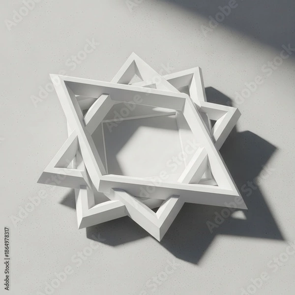 Obraz White Geometric Star Shape Object.