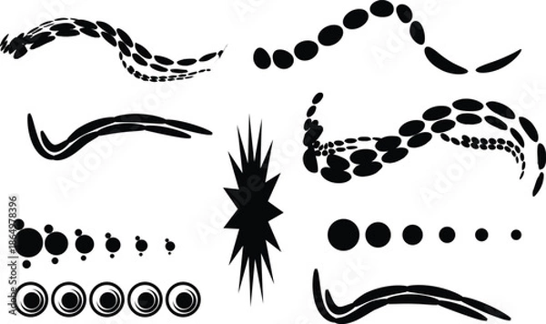 Obraz Minimalist Black Vector Shape Set  Abstract Fluid Brushstrokes and Geometric Design Elements