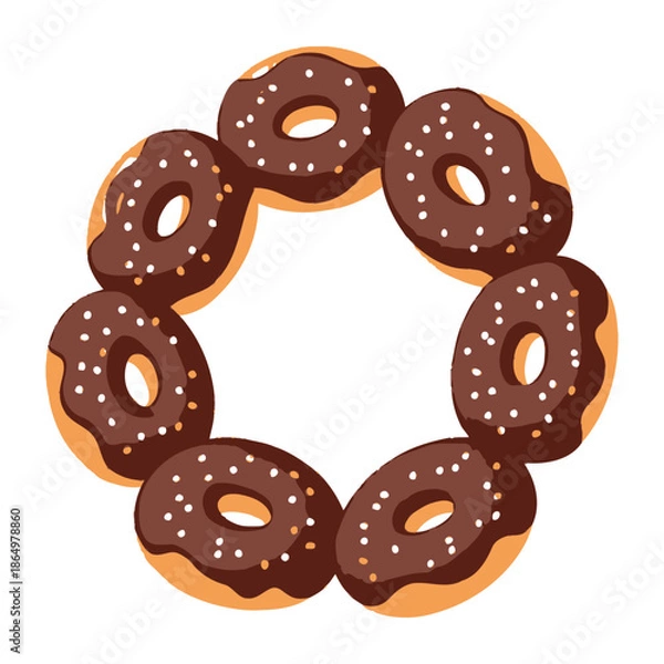 Obraz Donut Circle Shape Chocolate Icing Dessert Vector Isolated On White Background