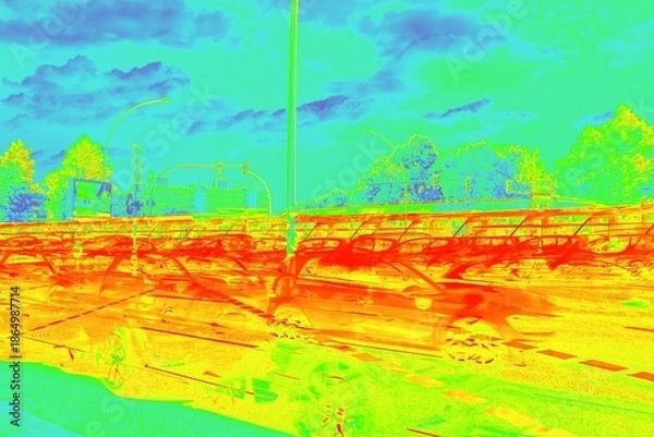 Obraz Thermal city traffic analyzing urban motion data