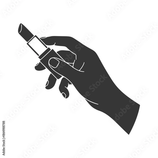 Obraz 口紅を持つ手のシルエットアイコン