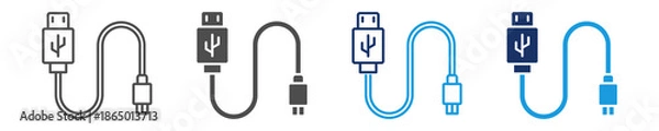 Obraz usb connection icon set with multi style