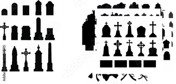 Obraz Cemetery Tombstone Silhouette...