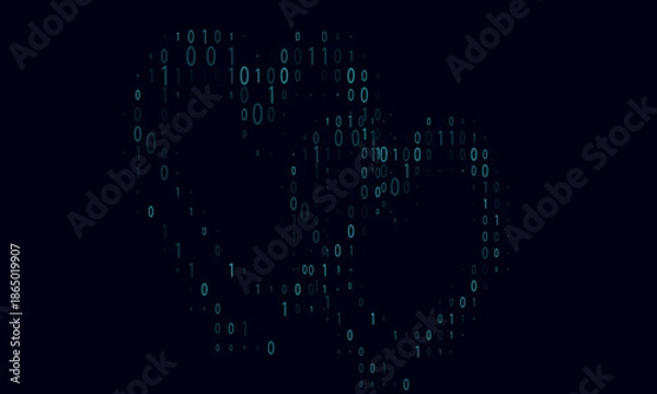 Obraz Abstract technology background. Cyan-filled binary pattern. Seamless vector illustration.