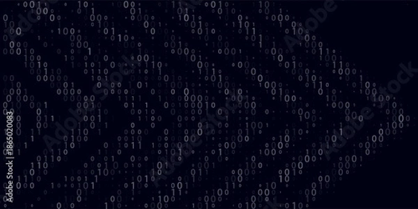 Obraz Abstract Technology Machine Code Background. Random Binary Hexadecimal Code. Matrix with Digits. Vector Illustration. Hacking, Cryptography, Malware, Reverse Engineering.