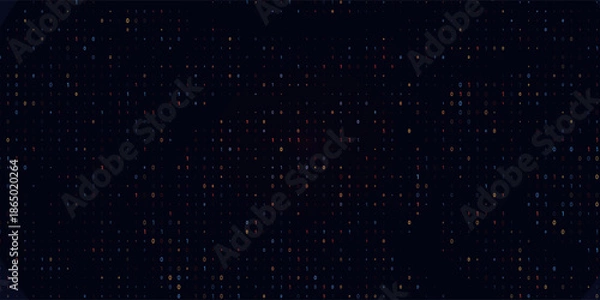 Obraz Abstract Technology Machine Code Background. Random Binary Hexadecimal Code. Matrix with Digits. Vector Illustration. Hacking, Cryptography, Malware, Reverse Engineering, Data Analysis Backdrop.