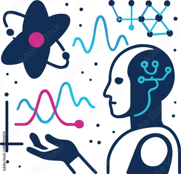 Obraz Artificial Intelligence Assisting Quantum Physics Research and Analysis Illustration