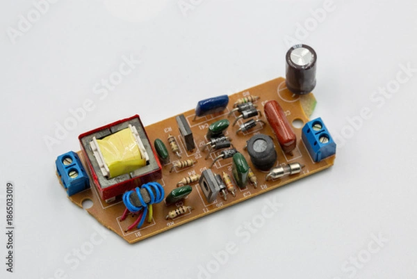 Obraz Old electronic component microcircuit closeup.