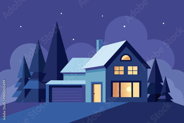 Obraz winter landscape with house