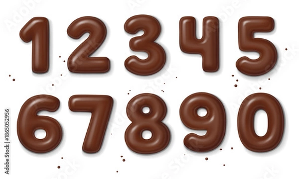 Obraz Chocolate numbers with shadow on white background
