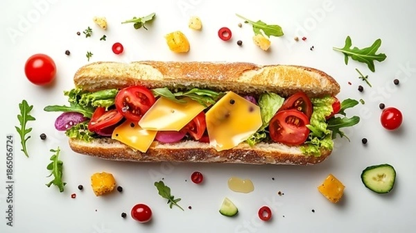 Obraz Fresh vegetable sandwich with cheese
