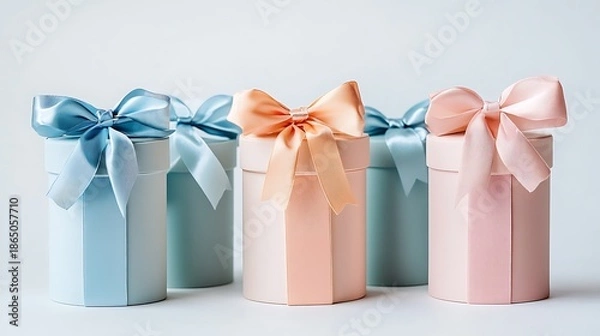 Obraz Elegant gift boxes with ribbons