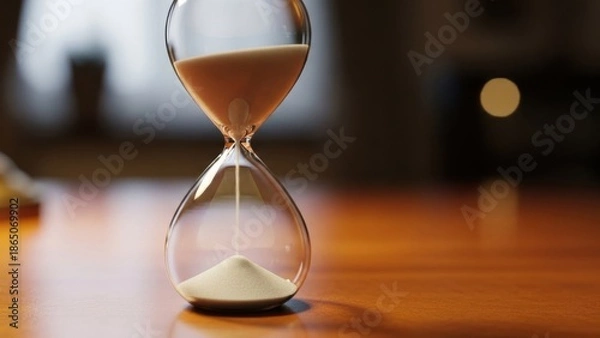 Obraz Sand timer on wooden surface