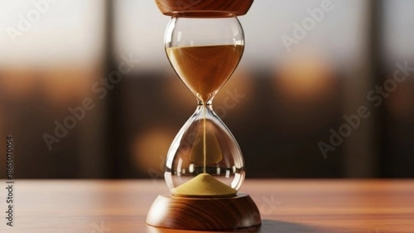 Obraz Sand timer on wooden surface