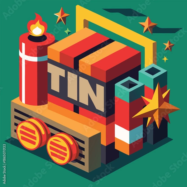 Obraz TNT Explosive Box Isometric Icon Vector
