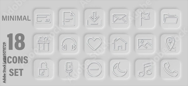 Fototapeta Minimal Icon Set Design Elements For User Interface And Web