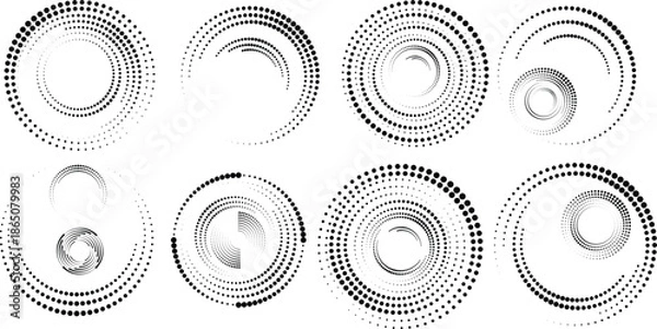 Obraz Halftone dots in circle form. round logo . vector dotted frame . design element