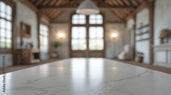 Obraz Empty Wooden Table Mockup in Rustic Cottage