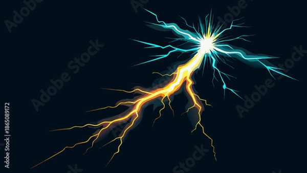 Fototapeta Vibrant lightning strike