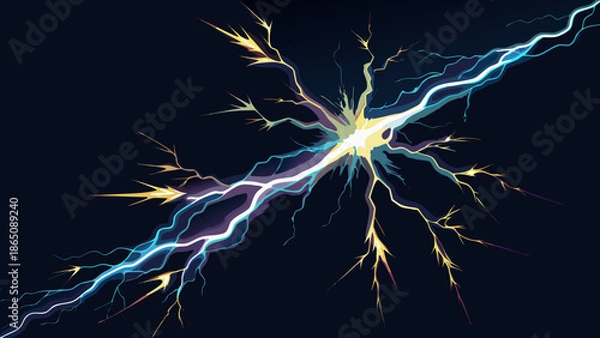 Fototapeta Vibrant lightning strike