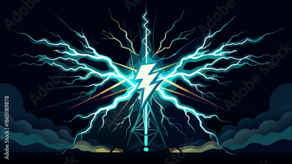 Fototapeta Vibrant lightning strike