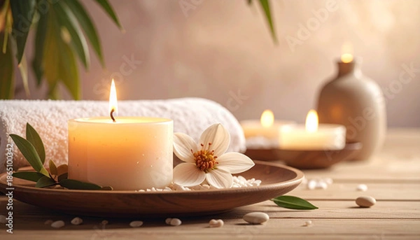 Obraz Warm candle spa background