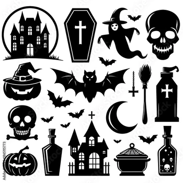 Obraz halloween icons set