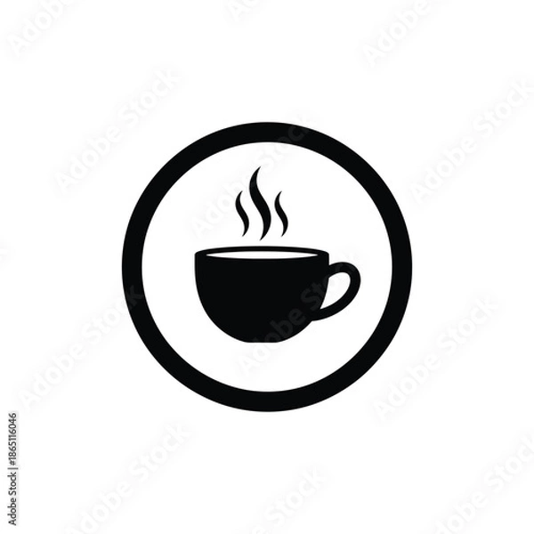 Obraz Simple solid cafe icon depicting a classic coffee cup design