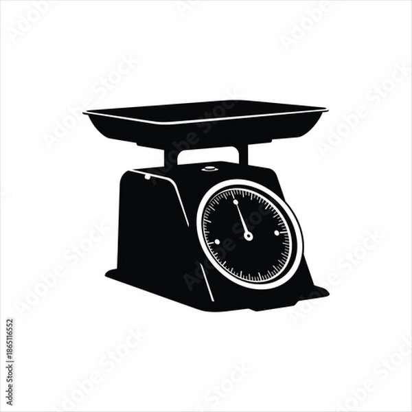 Obraz Simple kitchen scale icon in grayscale designed for measurement applications
