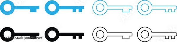 Obraz Key Access Icons Set in Solid and Outline Styles Multiple Colors