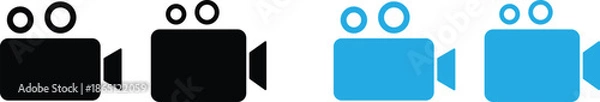 Obraz Video Camera Icons Set in Solid and Outline Flat Styles