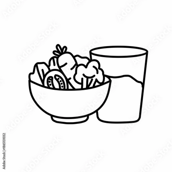 Obraz Mixed vegetable salad bowl vector