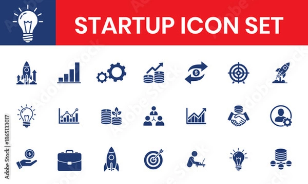 Obraz Startup Launch Innovation And Growth Solid Icons Bundle
