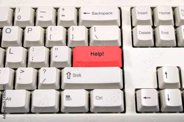 Obraz computer keyboard button white and red