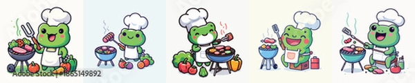 Obraz cute frog vector grilling meat