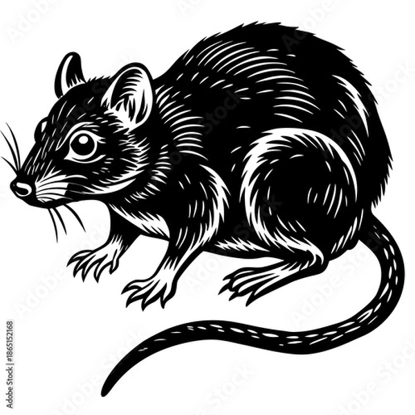 Obraz Illustrated black and white mouse