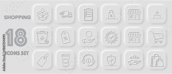 Obraz Shopping Icons Set, Ecommerce Delivery Discounts Security Elements