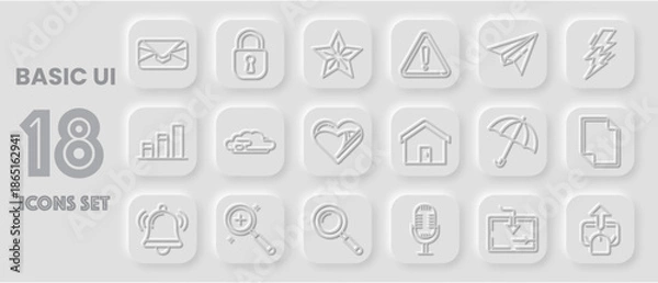 Obraz Essential UI Icons Set For Digital Design And User Interface