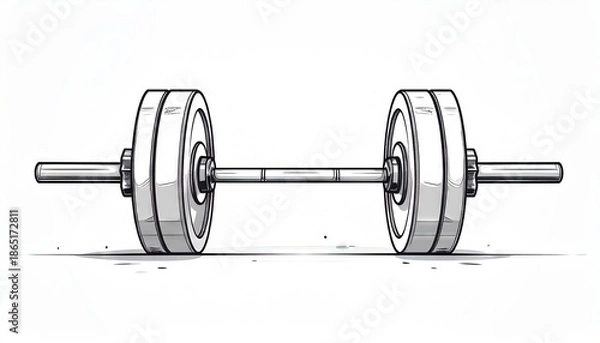 Obraz barbell dumbbell simplistic line drawing 2D