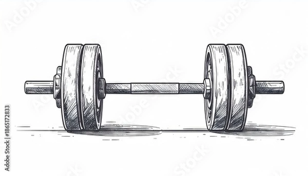Obraz barbell dumbbell simplistic line drawing 2D
