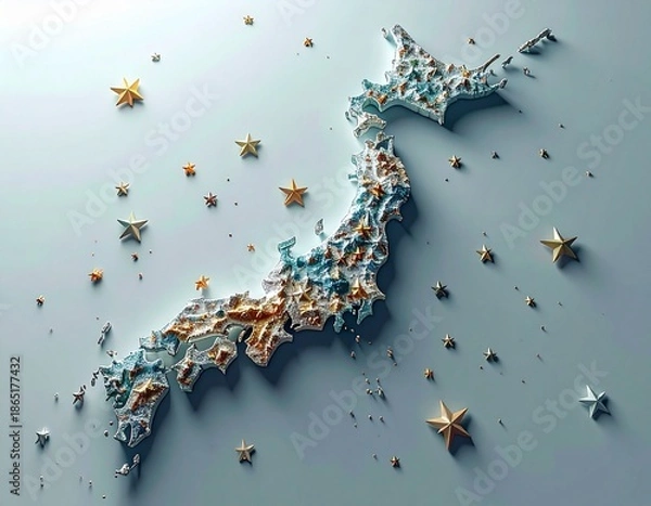 Obraz 星のイメージの日本地図（ai生成画像）