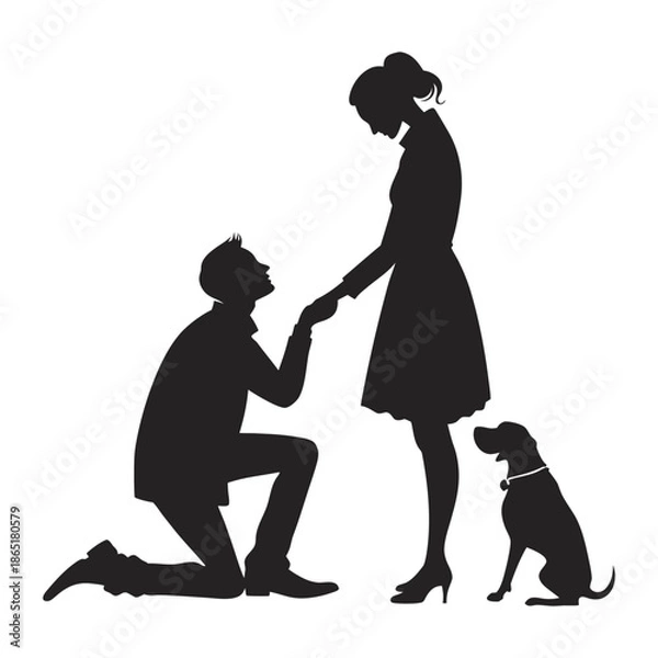 Obraz Romantic proposal with dog