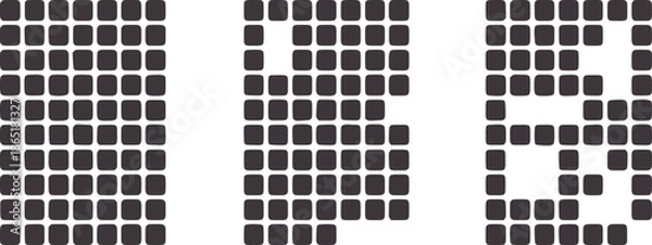 Obraz Three progressive minimalist black square grid patterns