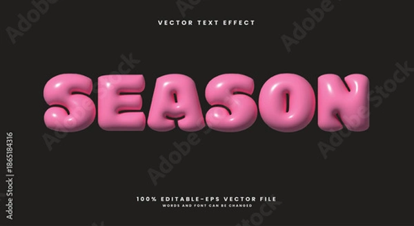 Fototapeta Season 3d inflated editable text effect Template